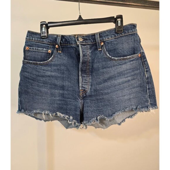 Levi 501 Button Fly Cuttoff Blue Jean Shorts 31 - Picture 1 of 5